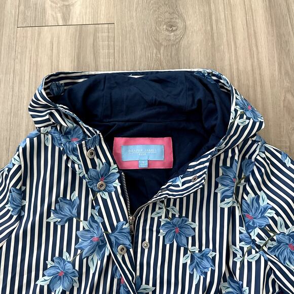 Draper James Raincoat Navy and White Stripes with Flowers Size S - Picture 4 of 7